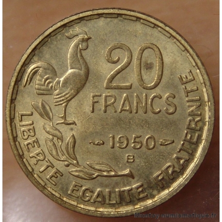 20 Francs Georges Guiraud 1950 B Beaumont-Le-Roger 3 faucilles
