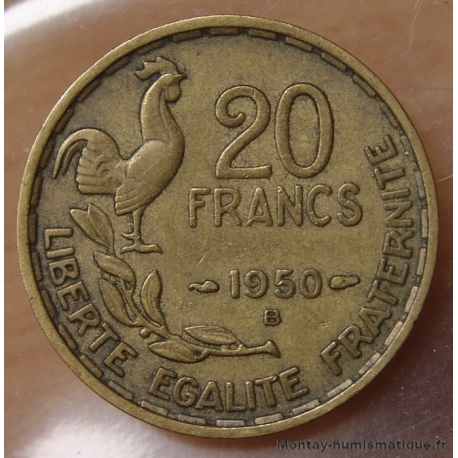 20 Francs G. Guiraud 1950 B Beaumont-Le-Roger 3 faucilles