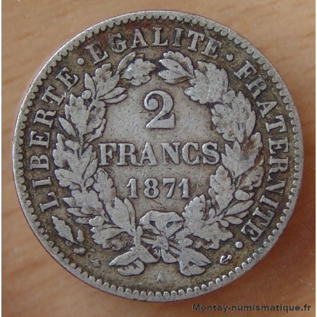 2 Francs Cérès 1871 A petit a Paris