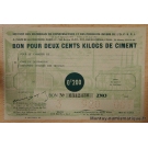 O.C.R.P.I - Bon pour Deux cents Kilogs de ciment Octobre 1942. 