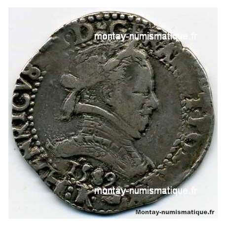 Henri III Demi Franc Col plat 1589 K Bordeeaux