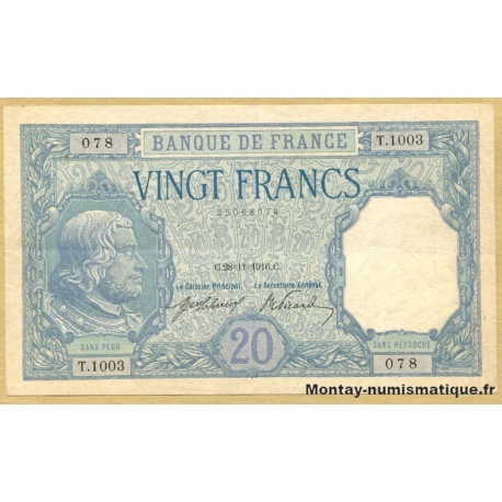 20 Francs Bayard 28-11-1916 T.1003 