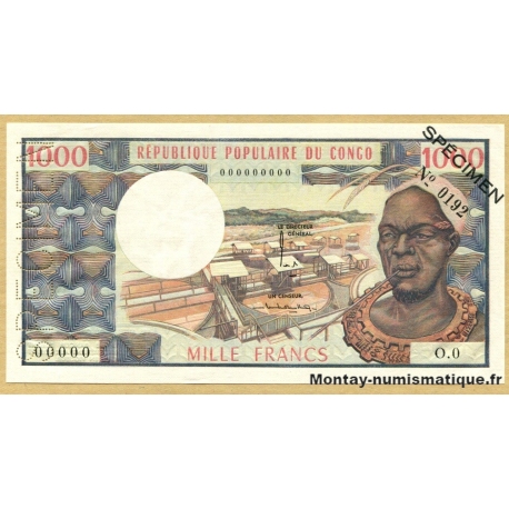 Congo (République) - 1000 Francs BEAC SPECIMEN n° 0192