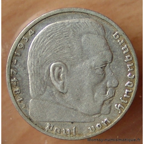 Allemagne 2 Reichsmark 1939 A Berlin  Maréchal Paul von Hindenburg 