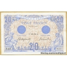 20 Francs bleu 07 mars 1906 