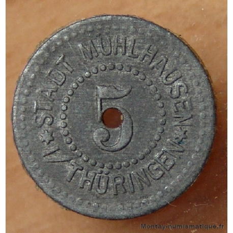 Allemagne - Mühlhausen in Thüringen 5 Pfennig 1917