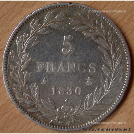 5 Francs Louis Philippe sans le I 1830 A