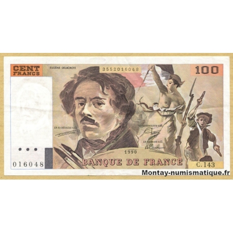 100 Francs Delacroix 1990 C.143 imprimé en continu