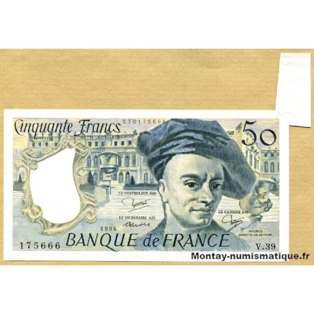 50 Francs Quentin de la Tour 1984 Fauté avec appendice