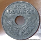 Etat Français 20 Centimes 1944 Zinc type 20.