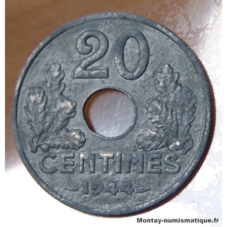 Etat Français 20 Centimes 1944 Zinc type 20.