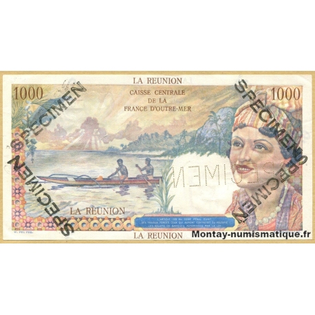 La Réunion - Spécimen 1000 Francs  ND (1946)  type perforé tamponné