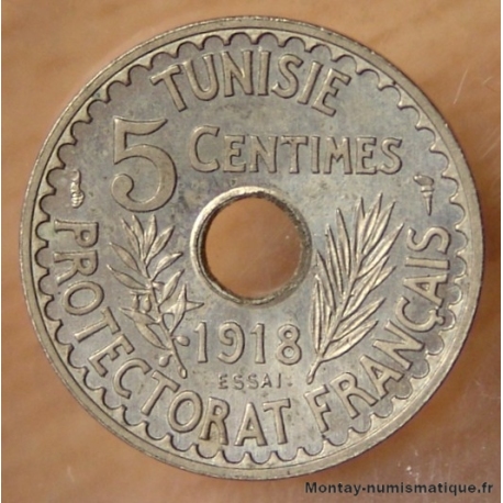 Tunisie 5 Centimes 1918 Essai.