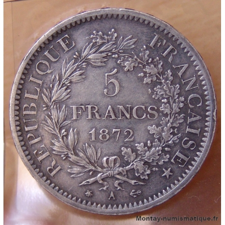 5 Francs Hercule 1872  A ( petites étoiles).