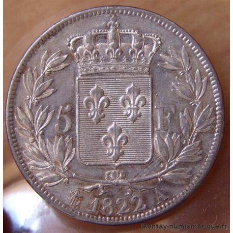 5 Francs Louis XVIII 1822 A Paris