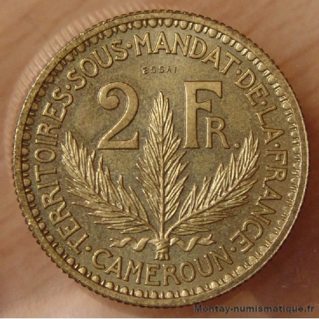 Cameroun 2 Francs 1924 Essai  - Territoires sous mandat.
