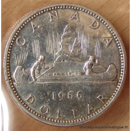 Canada 1 Dollar Elisabeth II 1966 Canoë avec indien 