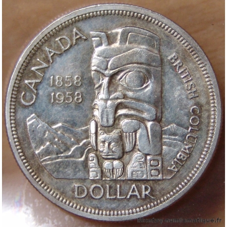 Canada 1 Dollar Elisabeth II 1958 Colombie-Britannique Totem