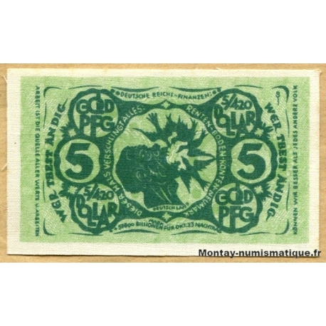 Allemagne - Bielefeld 5 Goldenpfennig ou 5/420 Dollar 8-11-1923