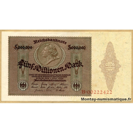 Allemagne - 5 Millionen Mark 01 juin 1923 série B