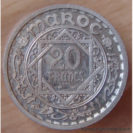 Maroc 20 Francs Piéfort essai 1366 H frappe médaille.