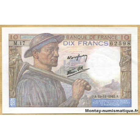10 Francs Mineur 19-11-1942 M.17