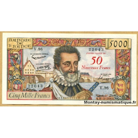 50 NF sur 5000 Francs Henri IV 30-10-1958 V.96