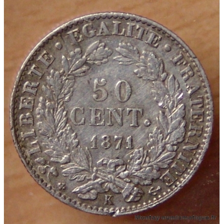 50 Centimes Cérès 1871 K Bordeaux