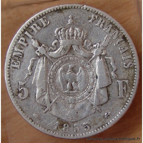 5 Francs Napoléon III Empereur 1855 A Paris