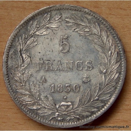 5 Francs Louis Philippe I  1830 A tête nue.