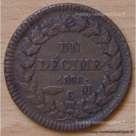 Monaco Honoré V Un décime 1838 MC