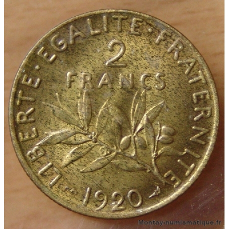 Épreuve 2 Francs Semeuse 1920 bronze aluminium