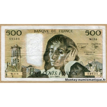 500 Francs Pascal 3-4-1980 W.114