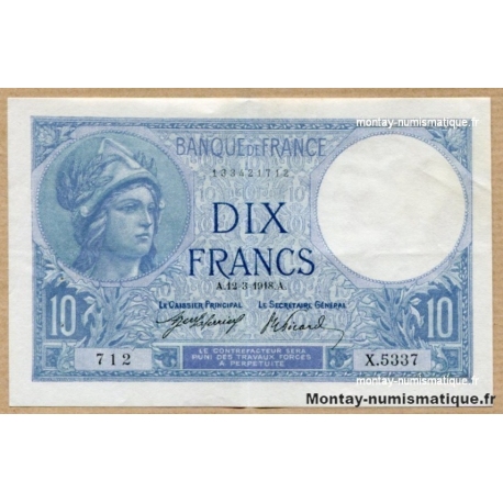 10 Francs Minerve 13-3-18 X.5337