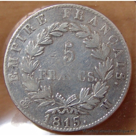 5 Francs Napoléon Empereur 1815 M Toulouse