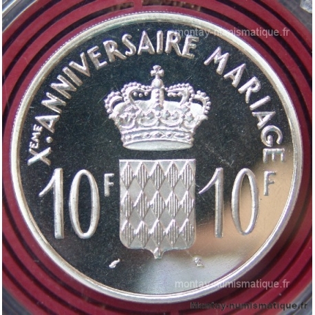 Monaco 10 Francs Xéme Anniversaire Mariage 1966 flan bruni