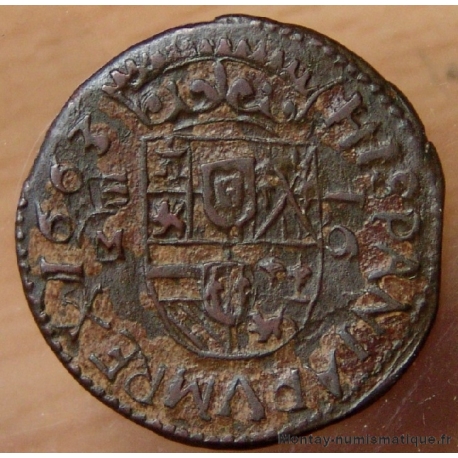 Espagne Philippe IV 16 Maravedis 1663 Valladolid