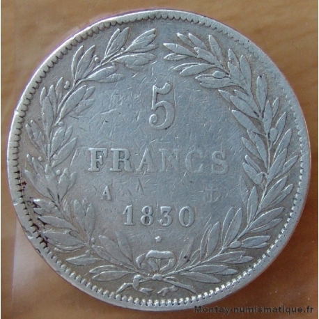 5 Francs Louis Philippe sans le I 1830 A tranche en creux
