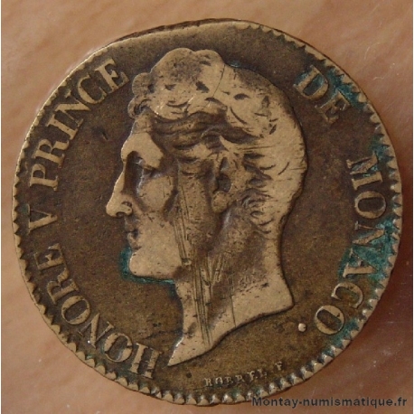 Monaco Honoré V 5 centimes 1837 MC cuivre jaune