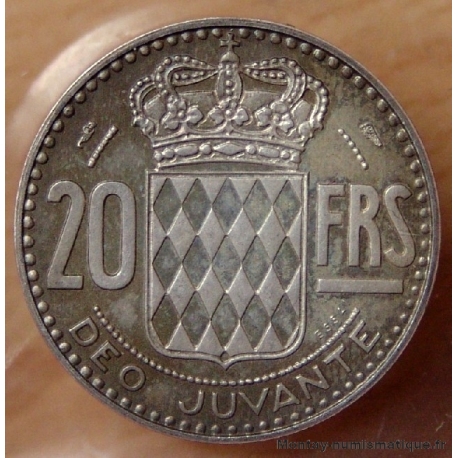Monaco 20 Francs 1950 Piéfort Rainier III essai argent