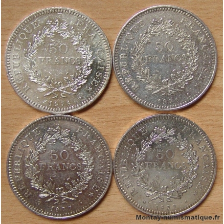 Lot de 4*50 Francs Hercule 1974-1976-1977
