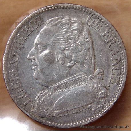 5 Francs Louis XVIII 1814 A Paris buste habillé
