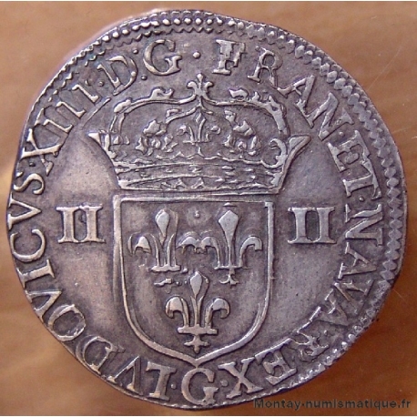 Louis XIII 1/4 écu 1643 G Poitiers