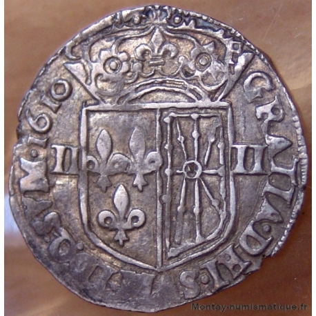 Louis XIII 1/4 écu de Navarre 1610 Saint-Palais