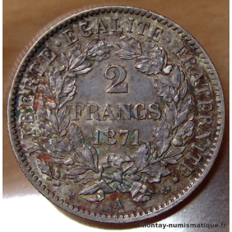 2 Francs Cérès 1871 A moyen a Paris