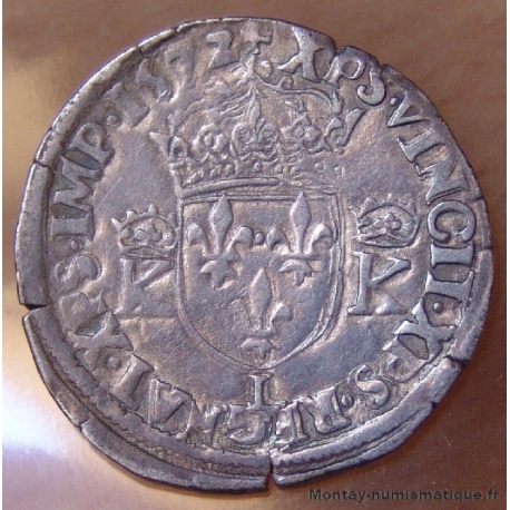 Charles IX Teston  1572 L Bayonne 4eme type