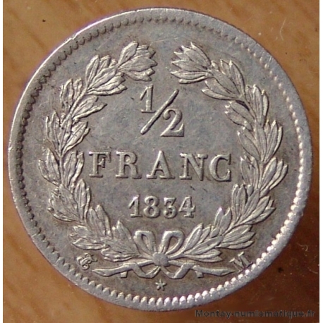 1/2 Franc Louis Philippe 1 er 1834 M Toulouse