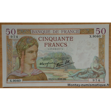 50 Francs Cérès 3-11-1938 X.9040