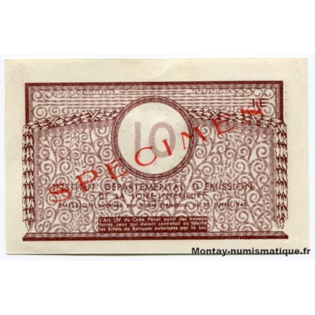10 Francs Spécimen 1940 Loire-Inférieure Nantes (44)