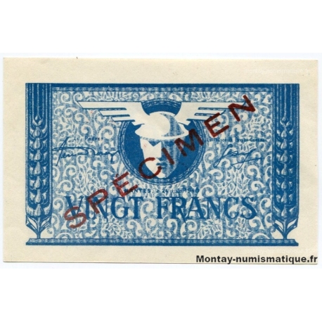 20 Francs Spécimen 1940 Loire-Inférieure Nantes (44)